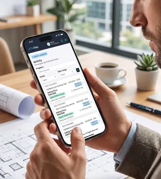 Agent checking transaction updates on a phone